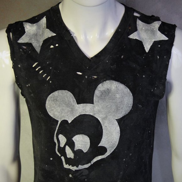 Mickey Mouse Skull Handmade Distressed Destroyed - Picture 3 of 6